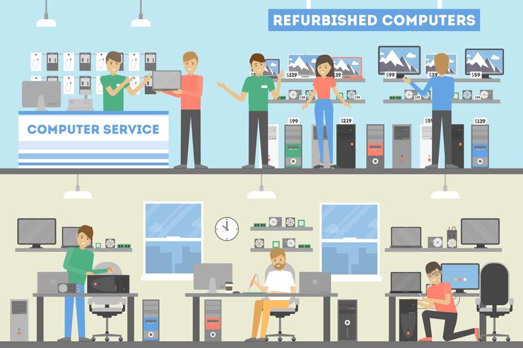 Free Vector computer repair service people fix broken hardware
