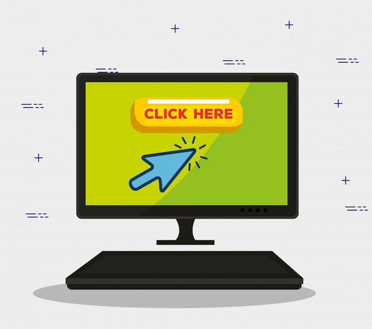 Free Vector computer with arrow mouse pixel cursor