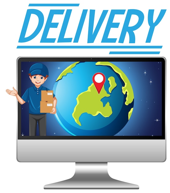 Free vector computer with delivery logo