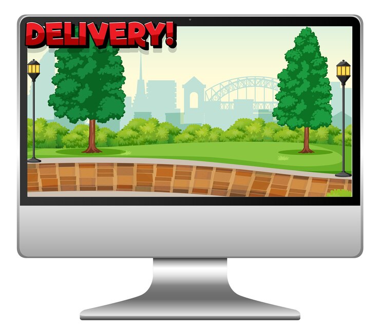 Free Vector computer with delivery logo