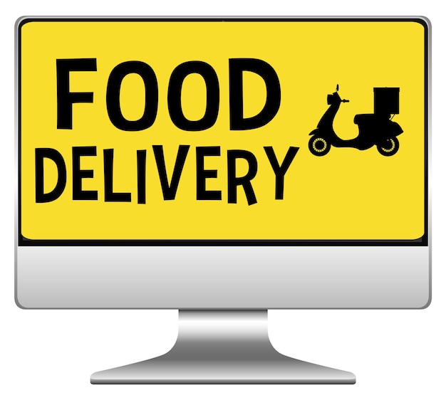 Free vector computer with food delivery logo