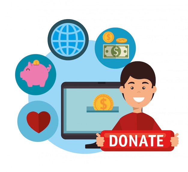 Computer with online for charity donation