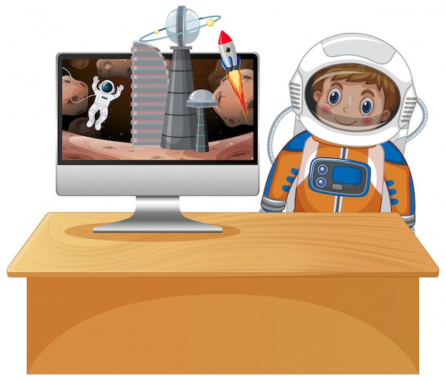 Computer con scena spaziale