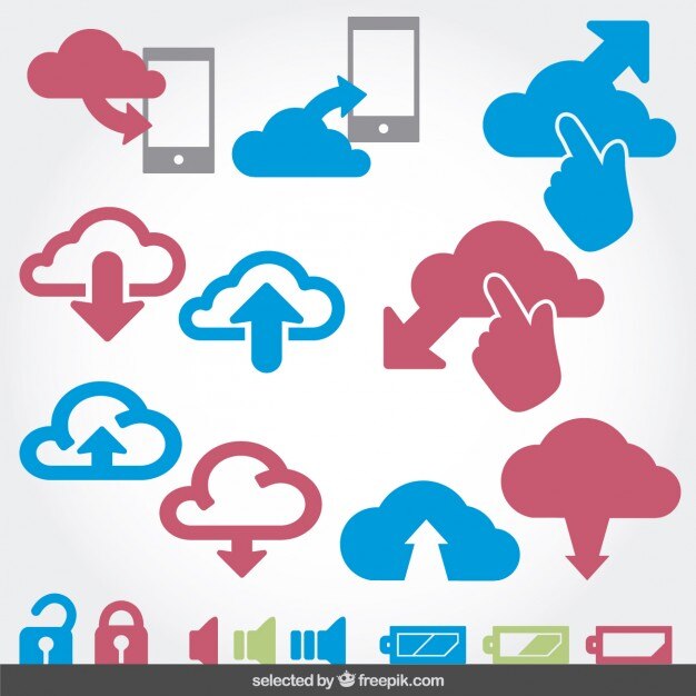 Free Vector computing cloud and batery icons set