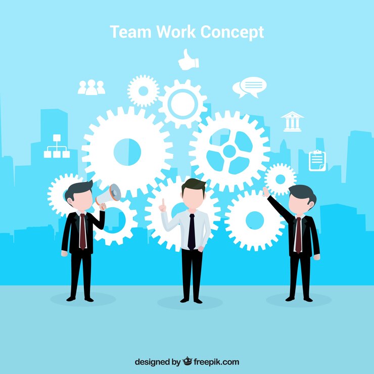 Free Vector concept about teamwork with a blue background