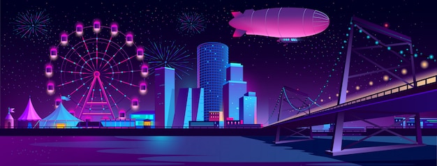 Free vector concept background with night city