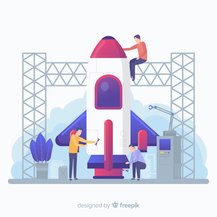 Free Vector concept of building a rocket