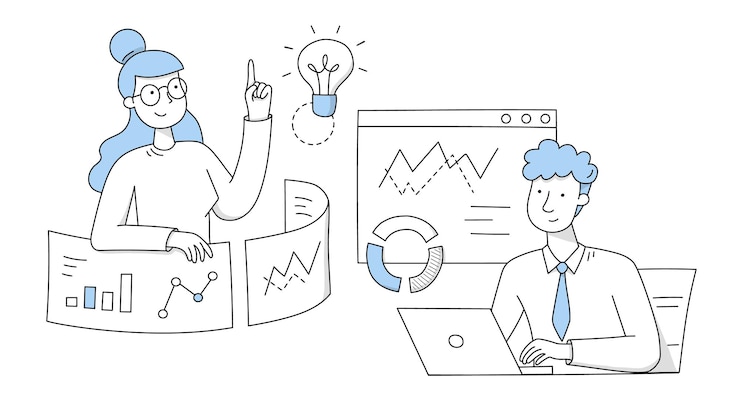Free Vector concept of business idea with people and charts