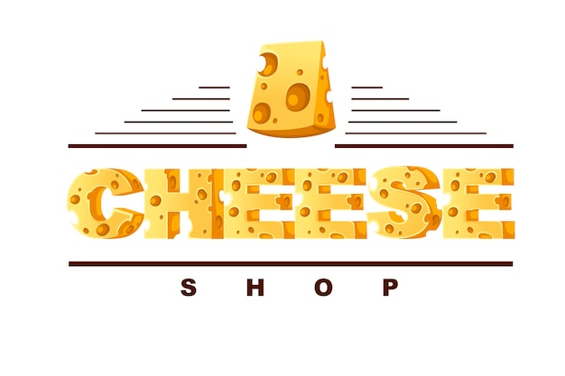 Concept cheese word food style letters creative logo design flat vector illustration on white background.