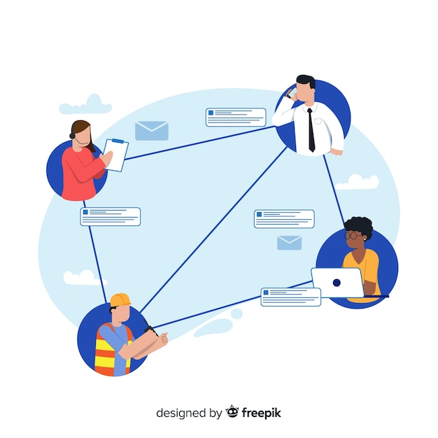 Free vector concept connecting teams landing page