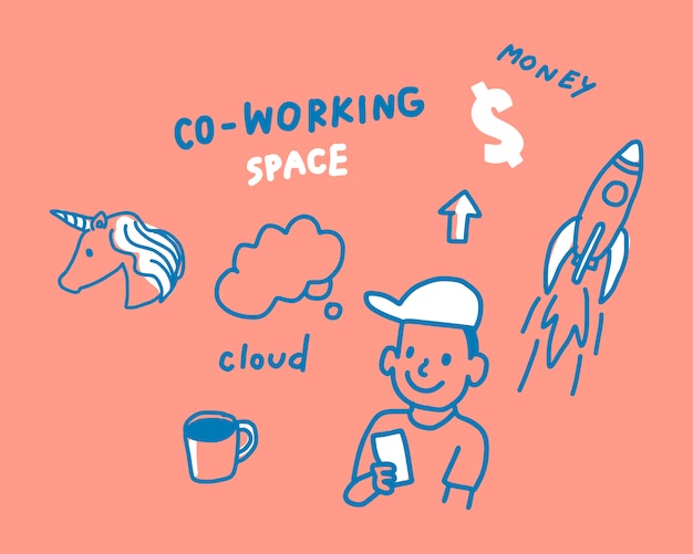 Concept of coworking space illustration