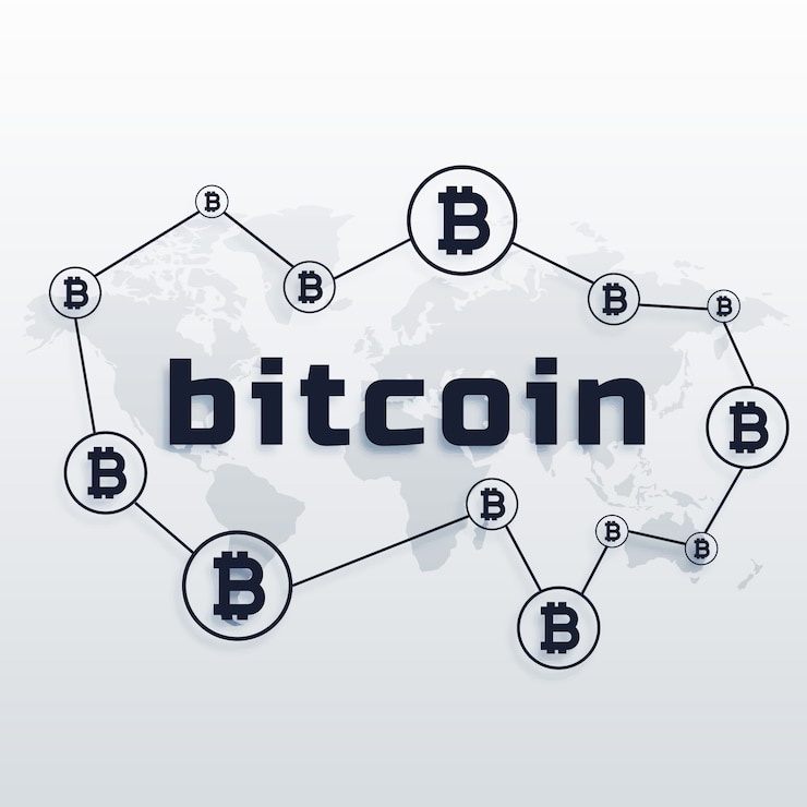 Free Vector concept design of worldwide bitcoin currency network 