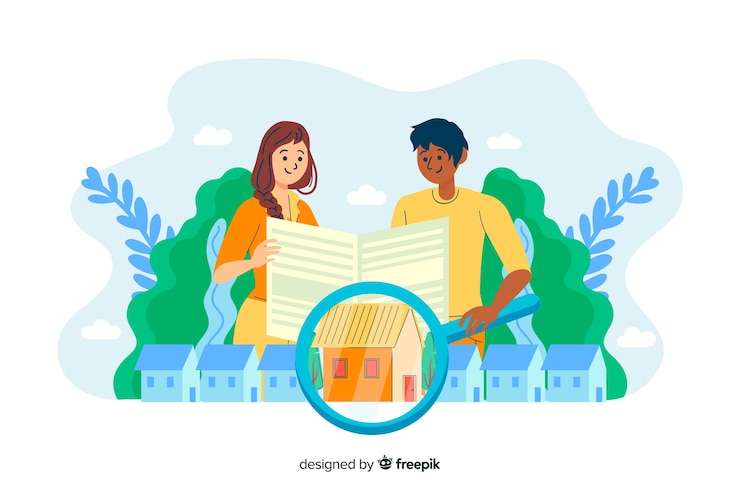 Free Vector concept house searching for landing page