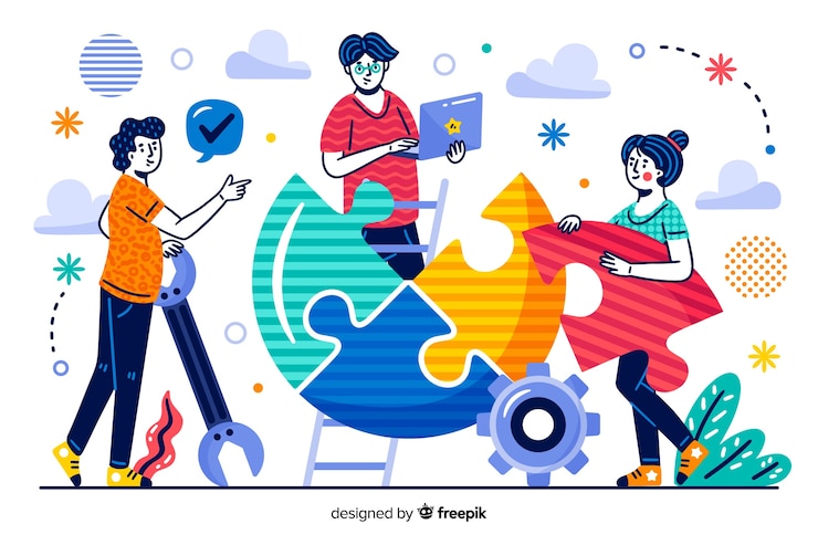 무료 Vector 개념 방문 페이지 동료
