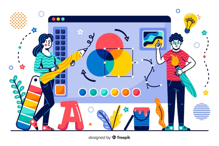 무료 Vector 개념 방문 페이지 디자인 프로세스