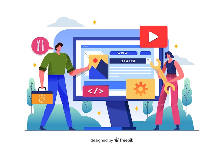 Free Vector concept landing page website setup