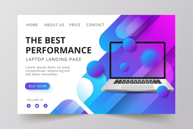 Concept for landing page with laptop design