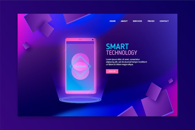 Concept for landing page with smartphone