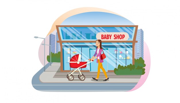 Концепция Покупает детские товары в магазине Baby Store