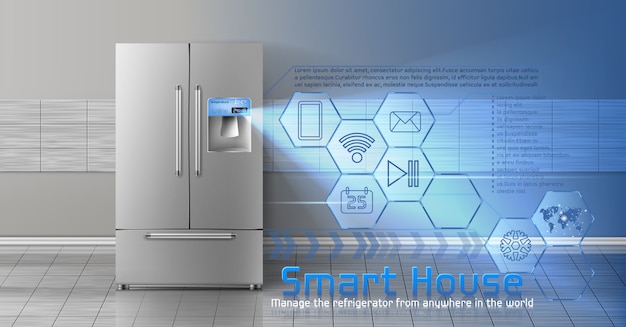 Free vector concept of smart house, iot, wireless digital technologies to manage and control household