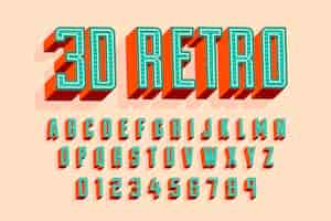 Free vector concept with 3d retro alphabet