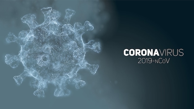 개념적 코로나 바이러스 그림입니다. 추상적 인 배경에 3d 바이러스 형태입니다. 병원체 시각화.