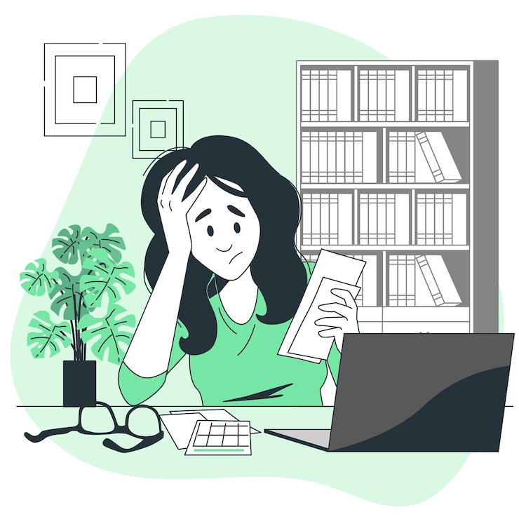 Free Vector concern about bills concept illustration