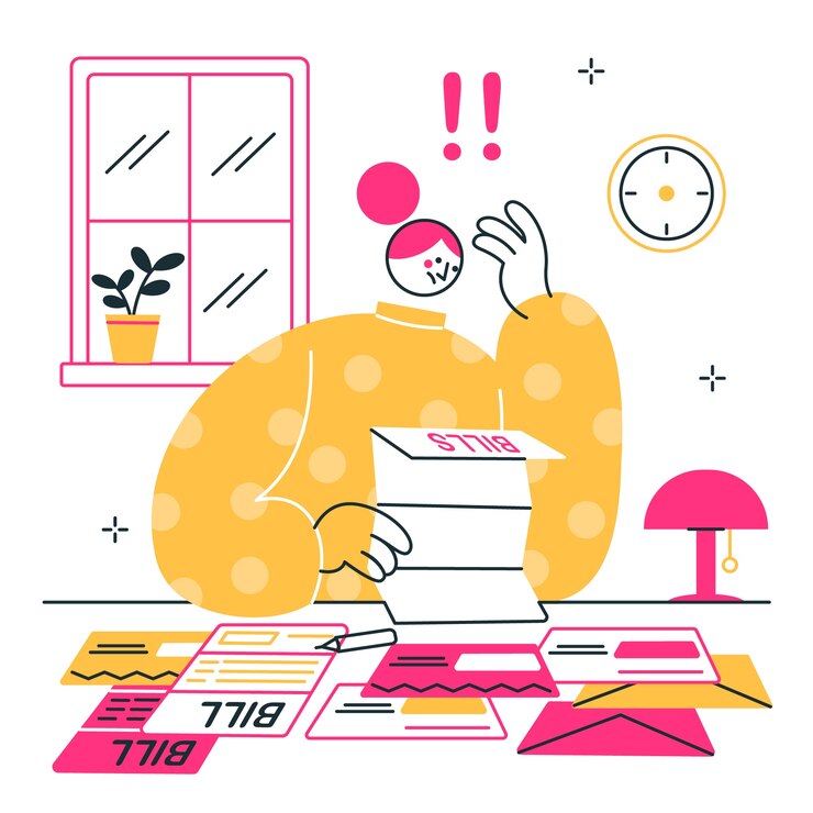 Free Vector concern about bills concept illustration