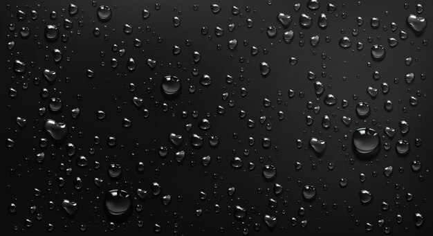 Condensation water drops on black glass background