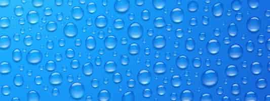 Бесплатное векторное изображение Капли конденсационной воды на синем фоне, 3d