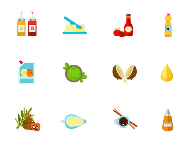 Condiments icon set