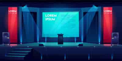 Free vector conference hall, stage for presentation, scene