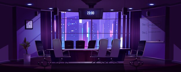 Conference room for business meetings at night