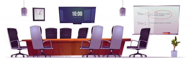 Conference room for business meetings, training and presentation in company office.