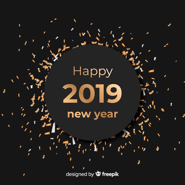 Free vector confetti new year 2019 background