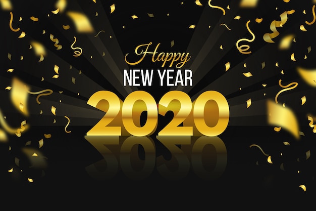 Free vector confetti new year 2020 background