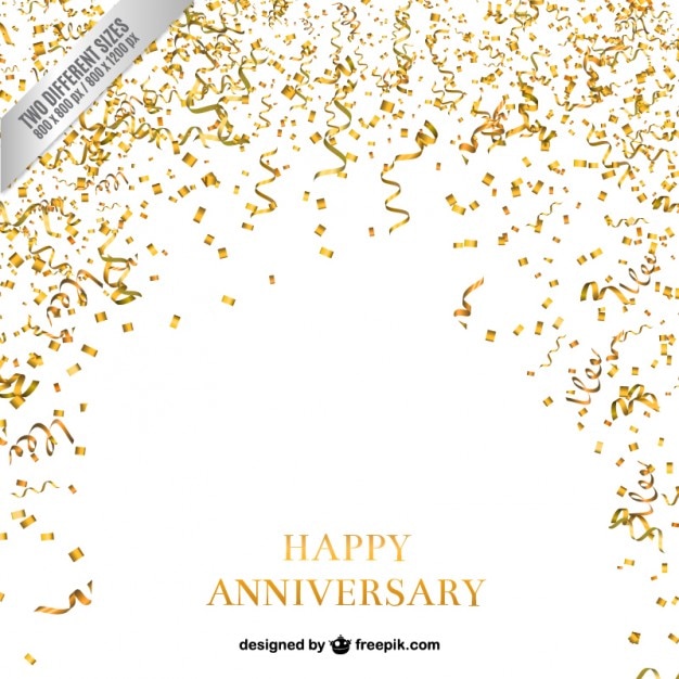 Free vector confetti and serpentine anniversary background