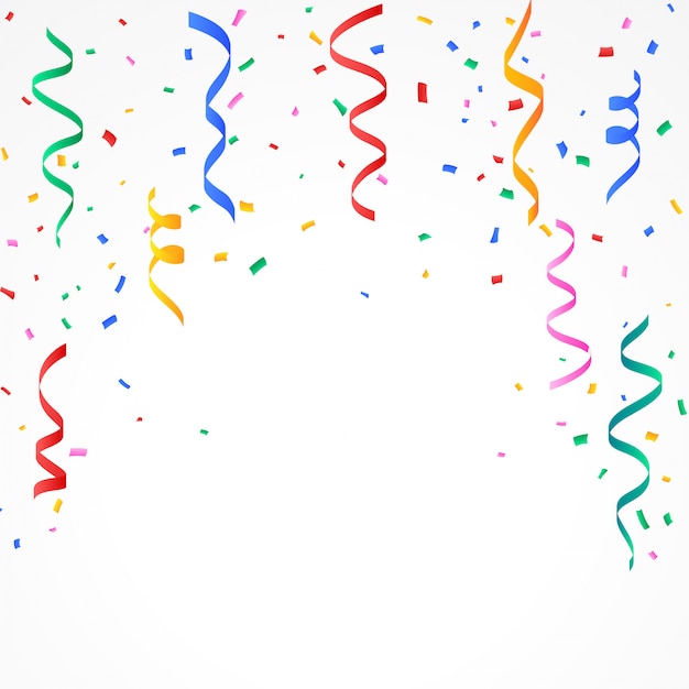 Free vector confetti and serpentine falling background