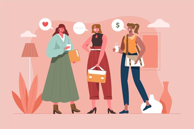 Confident female entrepreneurs flat illustration