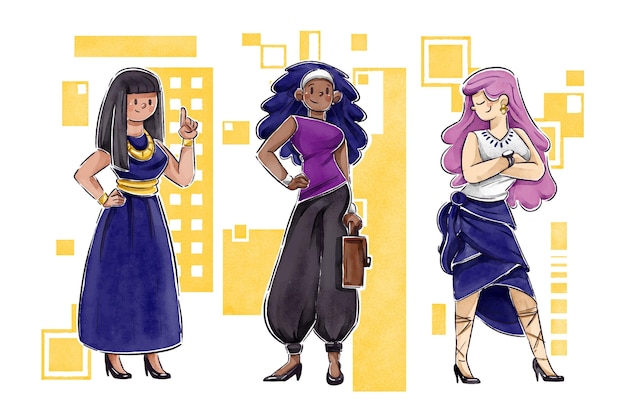 Confident female entrepreneurs illustrated