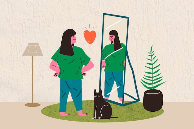 Free Vector confident woman cartoon, self-love illustration vector