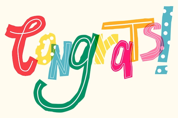 Congrats! colorful doodle font 