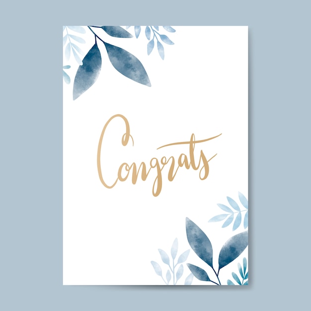 Free vector congrats watercolor card design vector