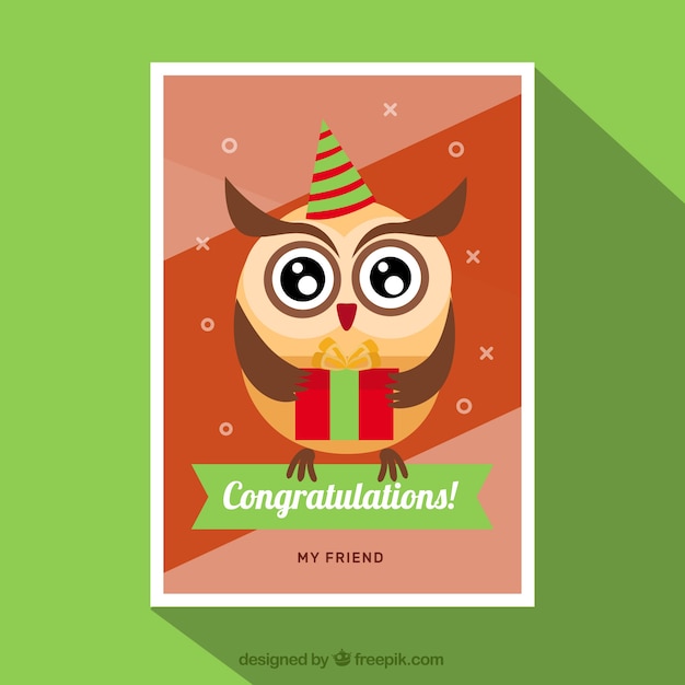 Free vector congratulation card with owl