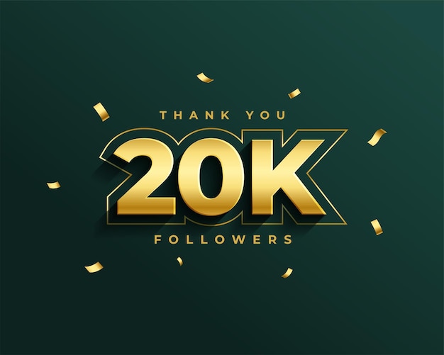 Vettore gratuito congratulazioni per i tuoi 20.000 follower online e il tuo like pubblico