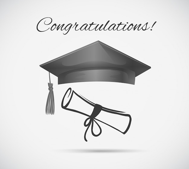 Free vector congratulations card template with graduation cap