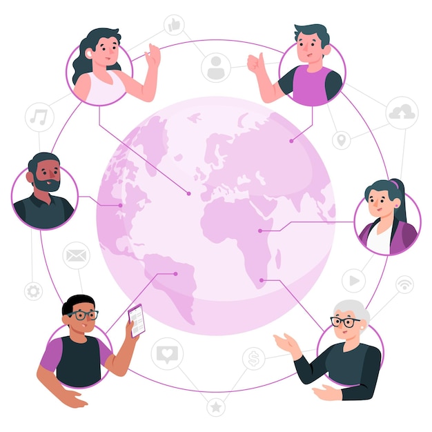 Free vector connected world concept illustration