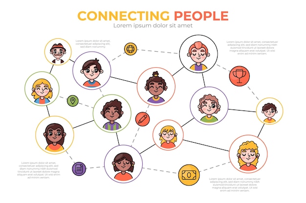 Connecting people graphics hand drawn