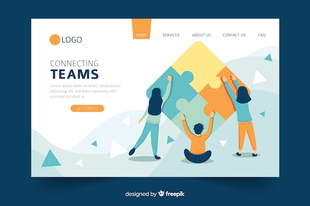 無料ベクター ランディングページの接続チームコンセプト