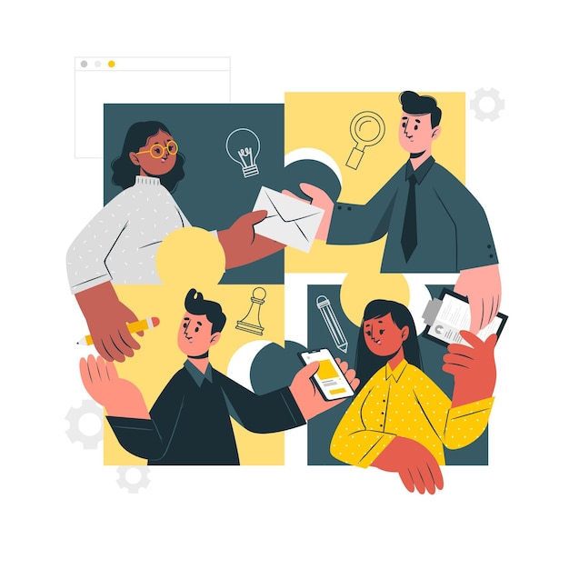 Free vector connecting teams concept illustration